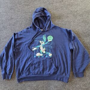 Space Jam Tune Squad Hoodie Size XL Bugs Bunny Sweater Blue Sweatshirt